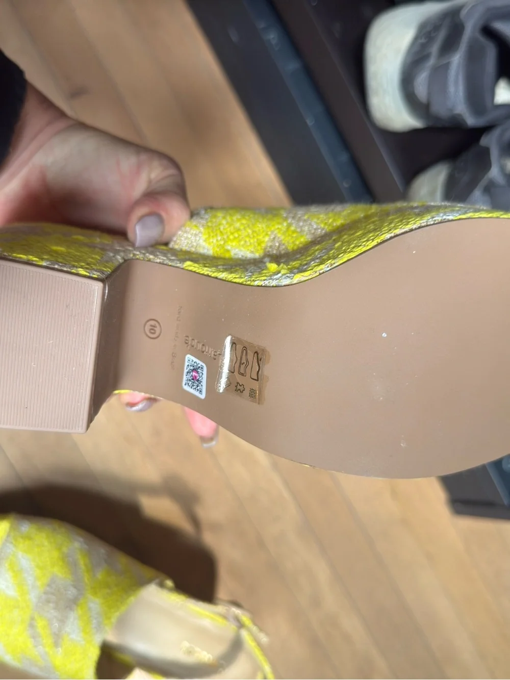 Larroude Yellow Patterned Platform Slingback Shoes